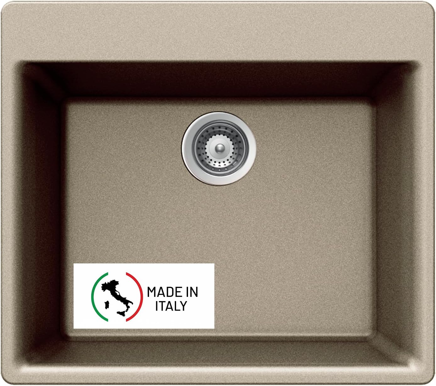 Houzer Cassiano Italian Series Granite Composite 24" Drop-in Topmount Single Bowl Kitchen Sink, Non-Porous Sink Basin, Heat-Resistant, Aesthetic Finish, Ideal for Kitchen & Bar, Midnite