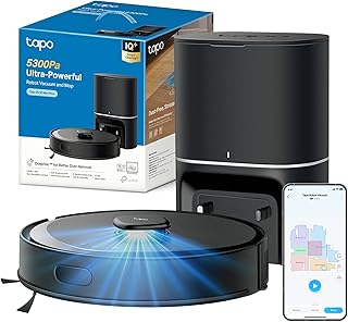 Tapo RV30 Max Plus Robot Vacuum Cleaner with 5300Pa Mapping, 3L Automatic Dust Emptying, Double Navigation LiDAR +IMU, No-…