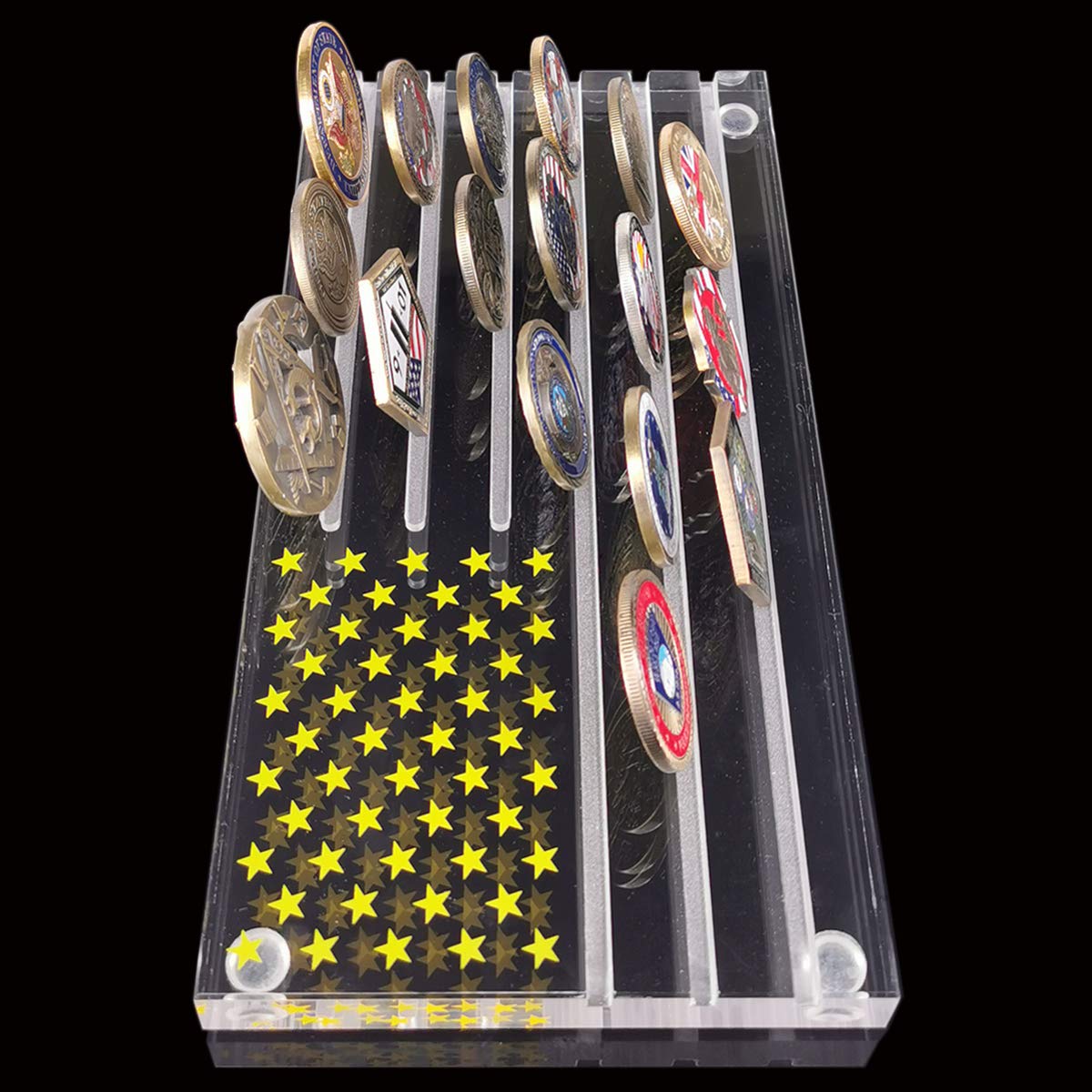 LZWIN 6 Rows Clear Acrylic Challenge Coin Display Case, US Army