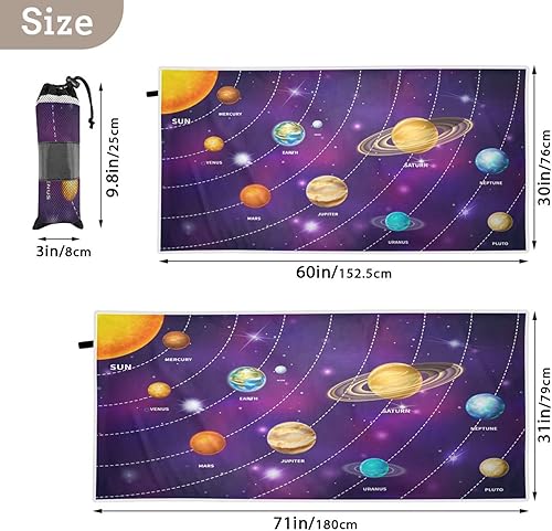 Miniatura 3 de Blueangle Toalla de playa Bright Solar System  Toallas de viaje ligeras y compactas de gran tamaño  Toalla súper absorbente de secado rápido para