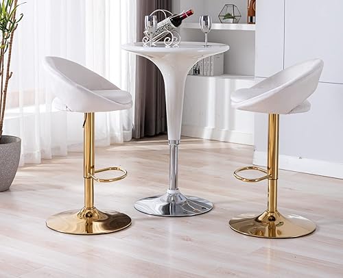 Miniatura 3 de EALSON Juego de 2 taburetes de bar de terciopelo modernos con altura de mostrador con respaldo abierto, sillas de bar de cocina giratorias