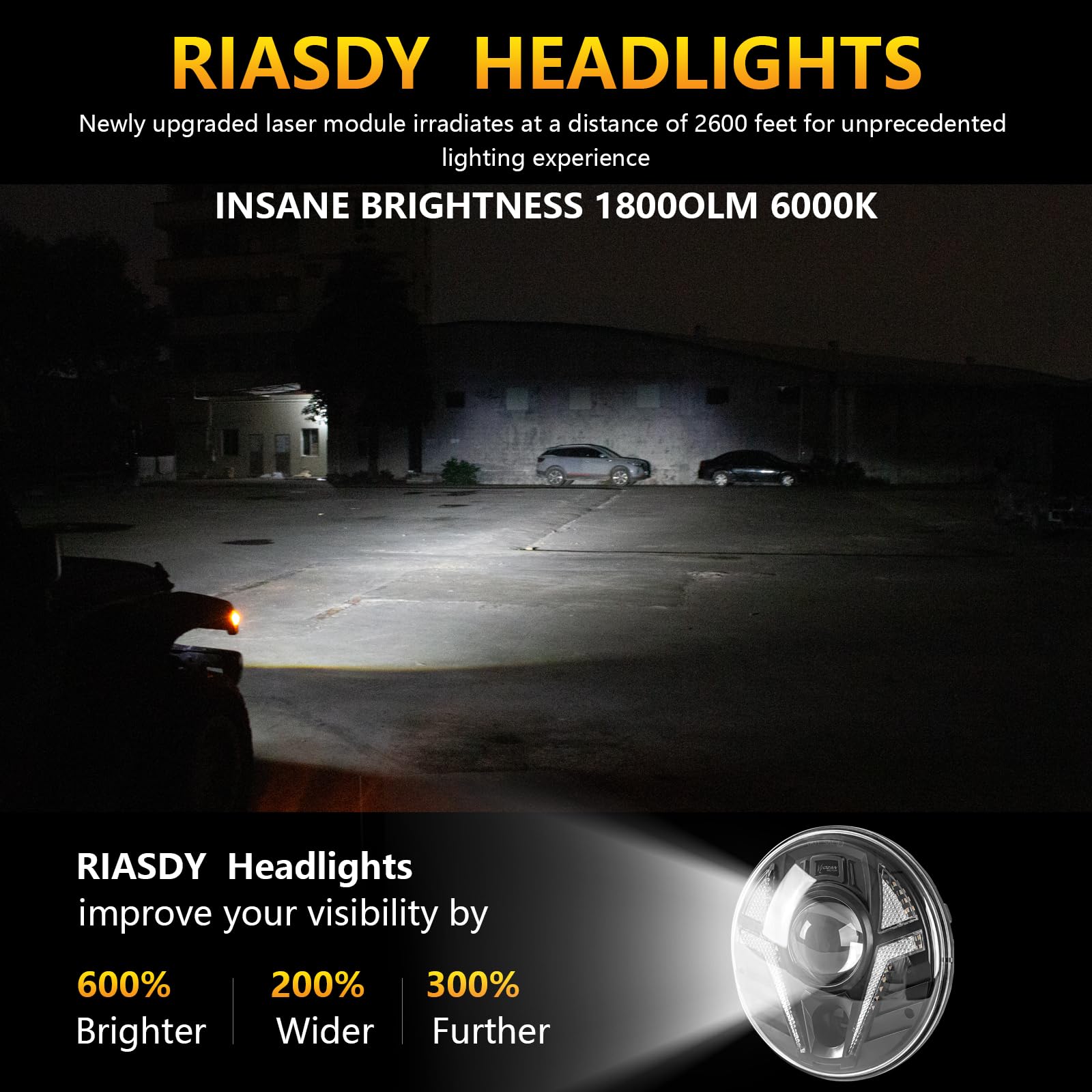 Amazon | Riasdy 2個 新しいアップグレード 7インチ レーザー LED 