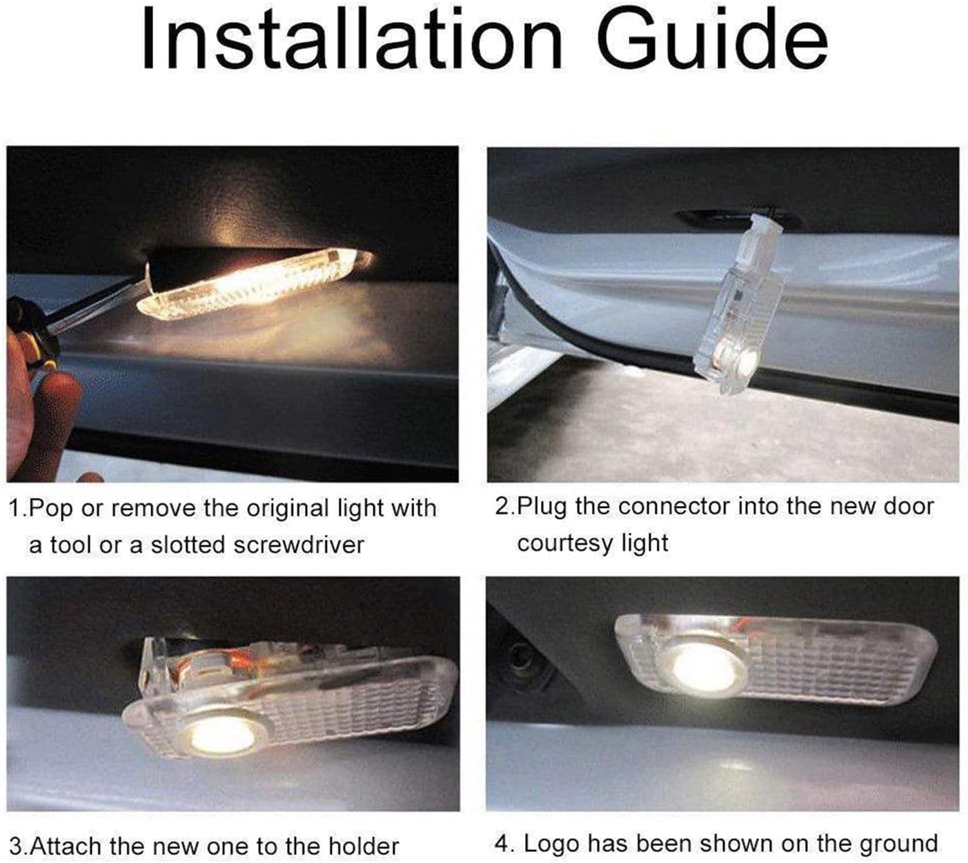 4 Pezzi Compatibile con Luci Proiettore Porta,PerA1/A3/A4/A5/A6/A7/A8/Q2/Q3/Q5/Q7/Q8/TT/R8, illuminazione Sottoscocca Auto, Luce LED di benvenuto Proiettore Logo.