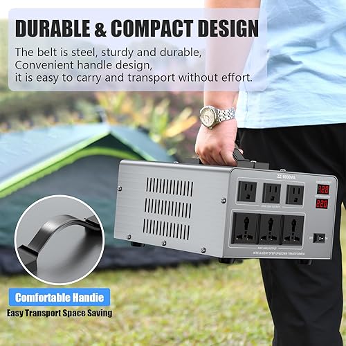 Miniatura 6 de Convertidor de voltaje de 8000 W Auto Transformador, transformador convertidor de potencia de alta resistencia 110120220240 V con paso hacia