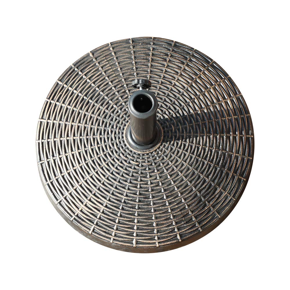 COBANA Patio Umbrella Base, Heavy-Duty Stand Resin Weights with Wheels for Outdoor Market Umbrella, 52lbs, Bronze