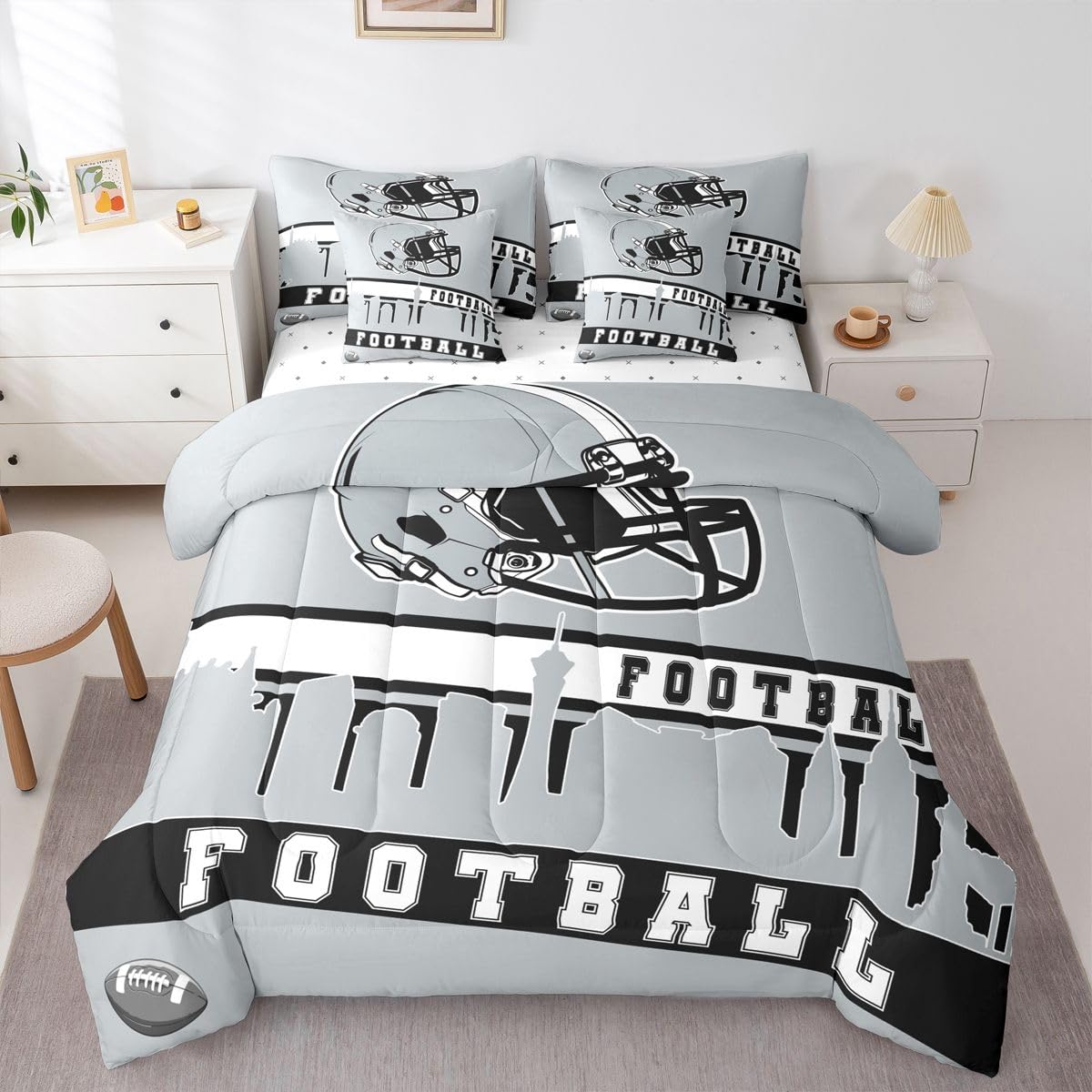 Erosebridal Football City 7 Pcs Comforter Set Football Bedding Boys King