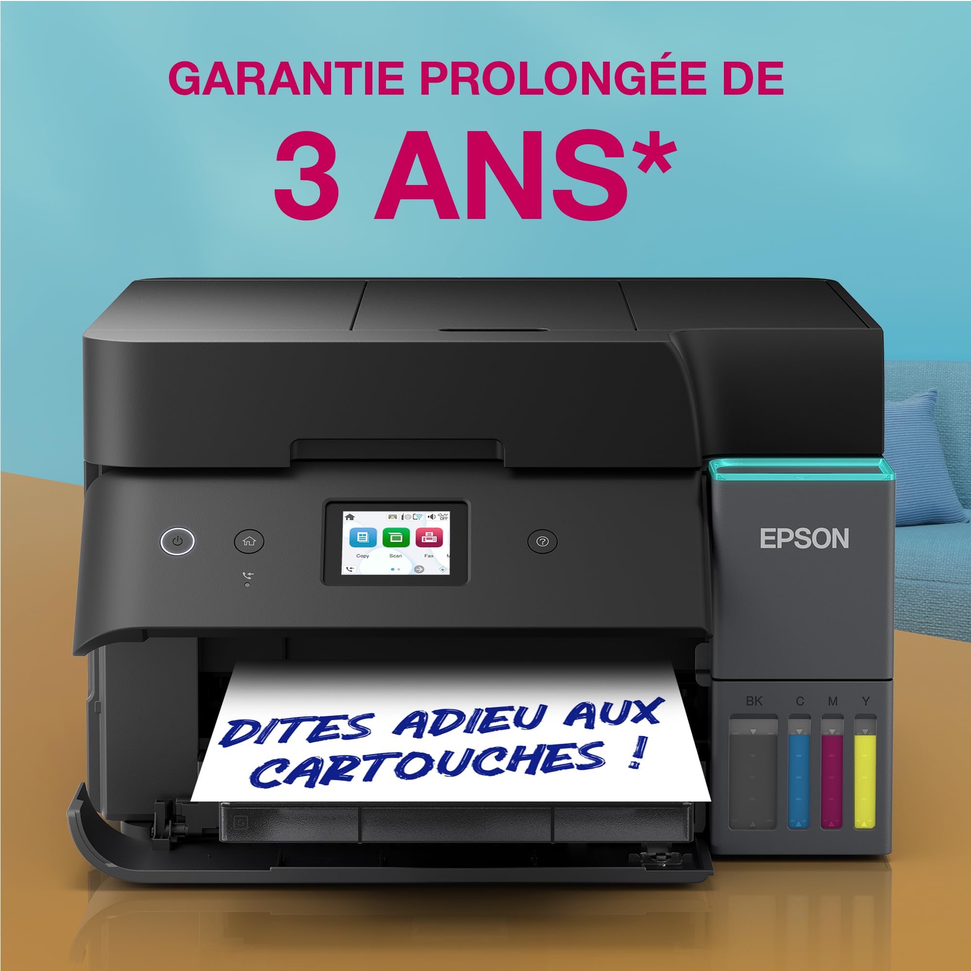 Epson Solution d’Impression A4 EcoTank ET-4955 avec Wi-FI, réservoirs d’Encre AirPrint, Chargeur de Documents, Impression, numérisation, Copie et fax Recto Verso + Jusqu’à 3 Ans d’Encre Inclus
