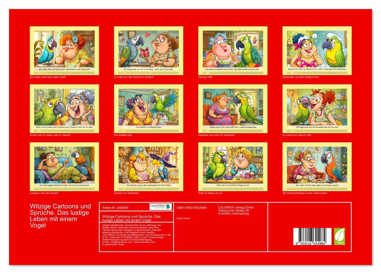 Witzige Cartoons und Sprüche. Das lustige Leben mit einem Vogel (hochwertiger Premium Wandkalender 2026 DIN A2 quer), Kunstdruck in Hochglanz: Frauen ... voller verrückter Momente (CALVENDO Spass)
