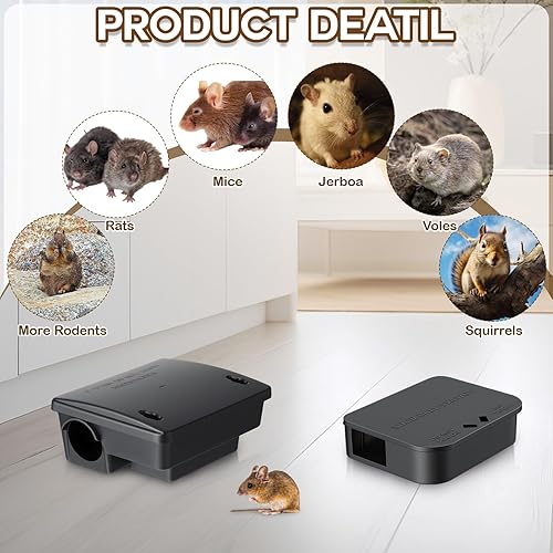 Miniatura 3 de Paquete de 12 cajas de estación de ratas requeridas para llaves, 3 grandes y 9 estaciones compactas para ratones para exteriores, caja de cebo con