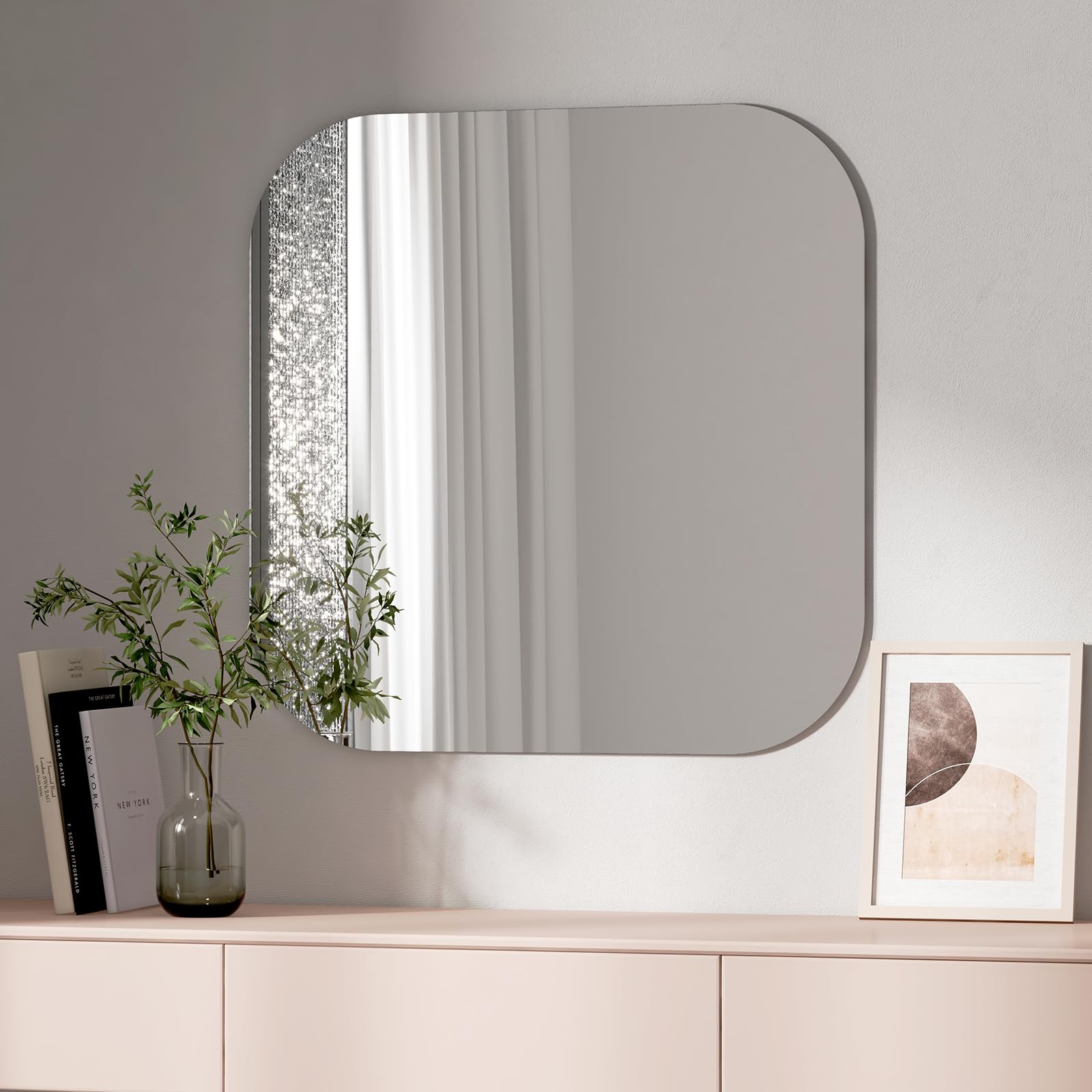 EMKE Bathroom Mirror - 700x700mm Frameless Wall Mounted Mirror, Square Mirror Thin HD Mirror for Living Room Bathroom Home Decor