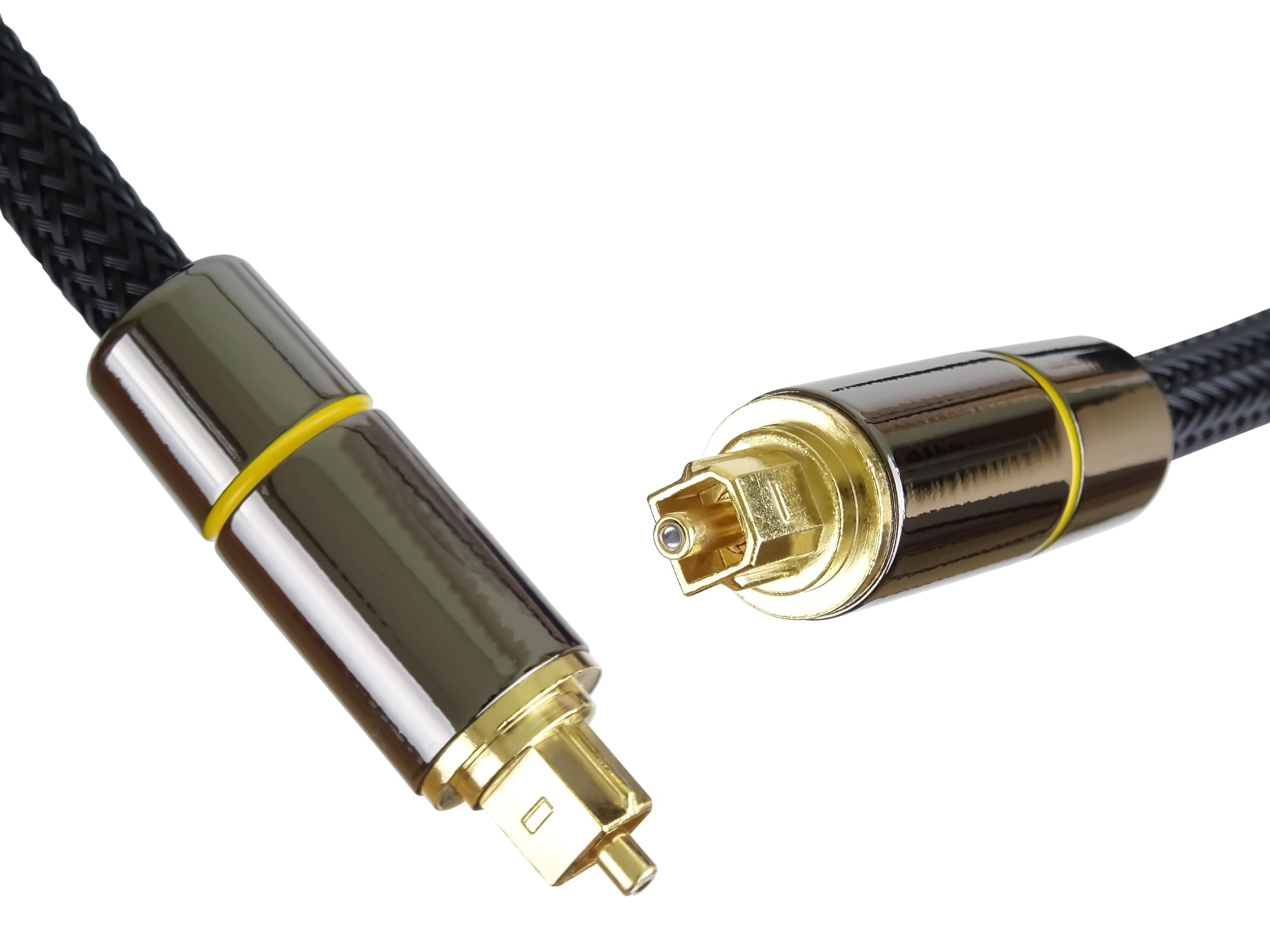 PremiumCord Optyczny Kabel Audio Toslink 0,5 m, Złącze Wtykowe Toslink, Kabel Cyfrowy do Systemu Stereo Hi-Fi Soundable TV, HQ Audio, Metalowa Konstrukcja + Nylon, Kolor Czarny, Złoty