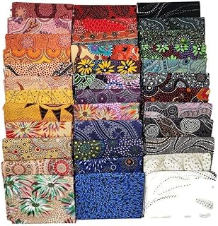 FlashPhoenix Quality Sewing Fabric – 10 Size; 18" x 22" Fat Quarters - Australian Aboriginal M,S Nambooka FQ Bundle