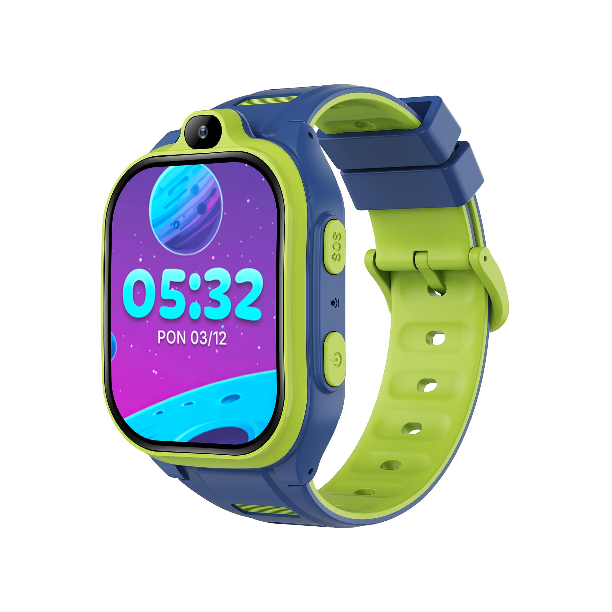 FOREVER KW-530 Kids Boost AI 4G Smartwatch, front view showing the screen with time and date.