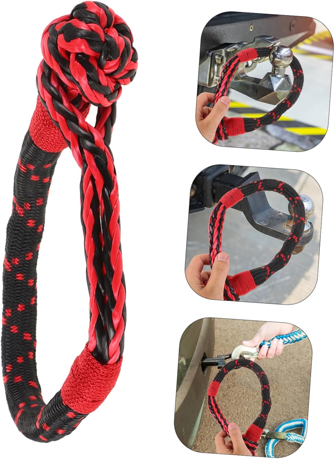 455Lbs Soft Shackles Synthetic Winch Rope Kit for ATV Utv SUV Truck Heavy Duty Towing Accessories Weather Resistant Shock Absorbing Flexible Design for Off Road Vehicle