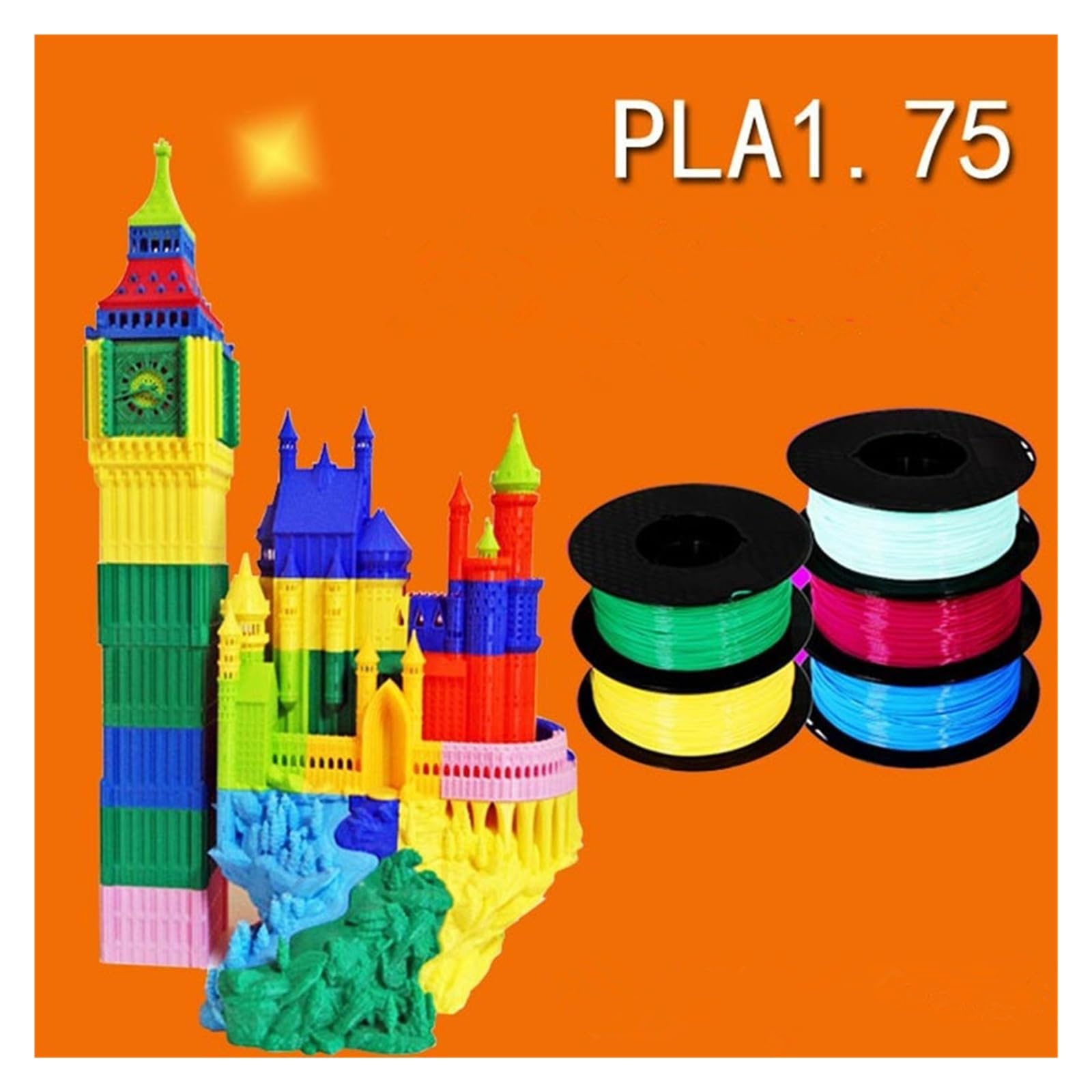 Filamento para impresoras 3D, Filamento Impresora 3D PLA 1.75mm 1kg 320m Multicolor(Bright green)