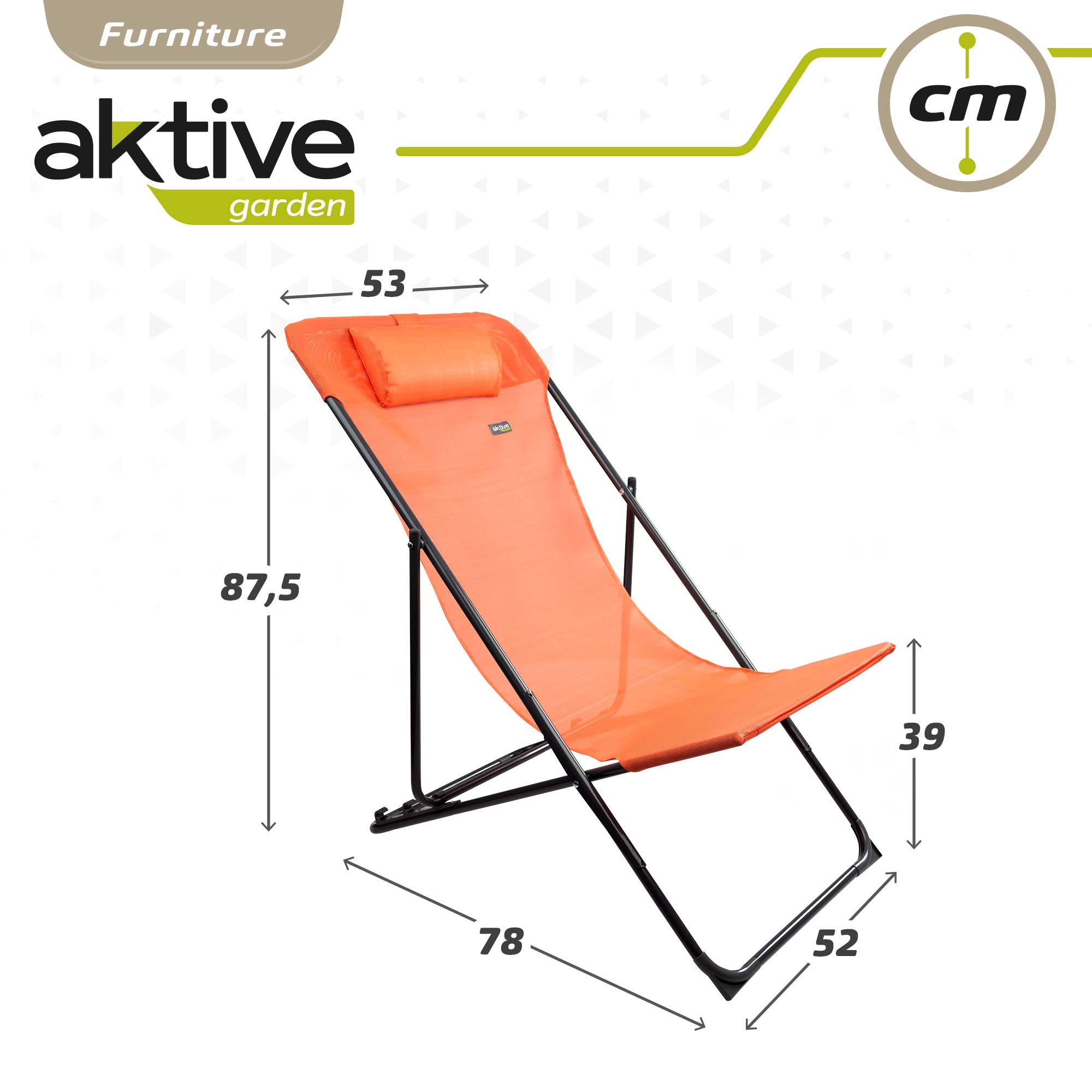 AKTIVE Hamac Pliable Jardin Multi-Position Orange avec Coussin
