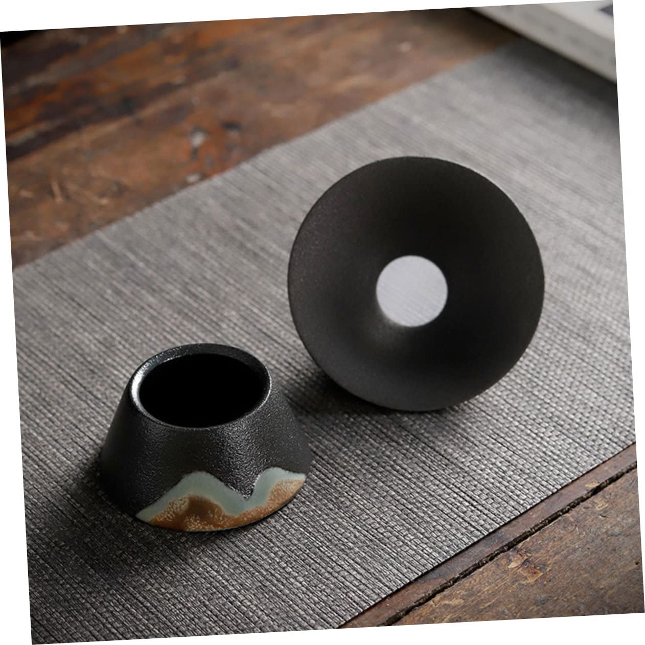 GALPADA 3 Piezas filtro de té colador de té embudo drenar Porcelana descafeinado té de menta verde colador de te tea strainer artículos de té filtro de té de uso doméstico cerámica Black