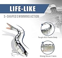 Vista 4 de TRUSCEND Easy Catch Swimmax with BKK Hooks, Magic Noisy Wiggling and Vibrating Actions for More Bites, Lifelike Fishing Lures for Bass Trout Walleye