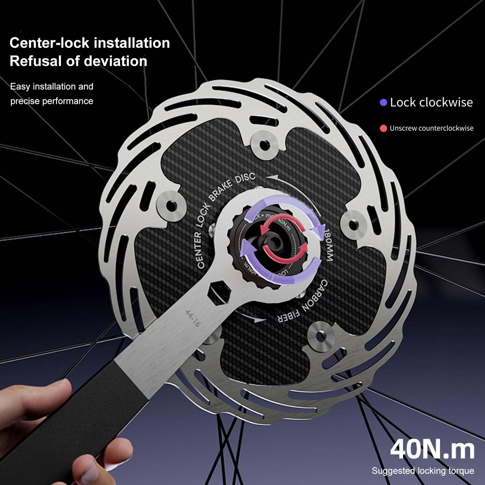Rotor de frenos de disco de bicicleta de montaña mecanizado con precisión, espesores de 1, 8 mm, diseño híbrido de carbono para gran potencia de frenado, anillos de acero inoxidable livianos, rotor