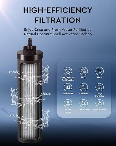 Miniatura 3 de CO-Z Sistema de filtro de agua alimentado por gravedad, sistema de filtración de agua de encimera de 2.25 galones, purificador de agua por gravedad
