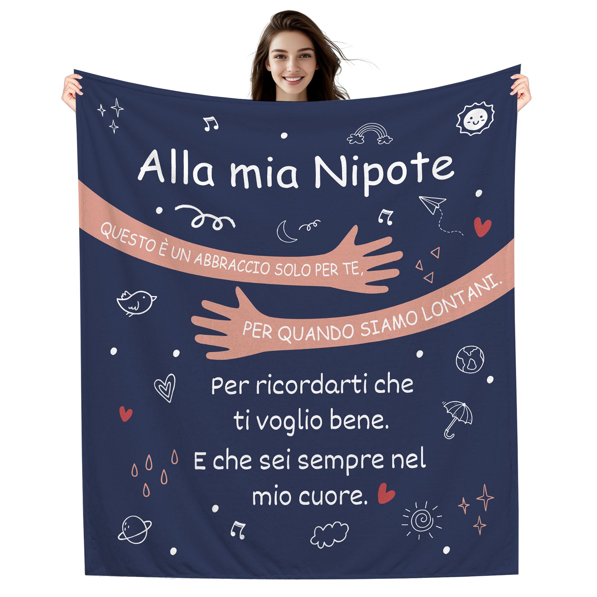 Alla mia Nipote Questo è un Abbraccio solo per te per quando siamo lontani Per ricordarti che ti voglio bene E che sei sempre nel mio Cuore Coperta per la Nipote Regalo di compleanno Regalo di Natale