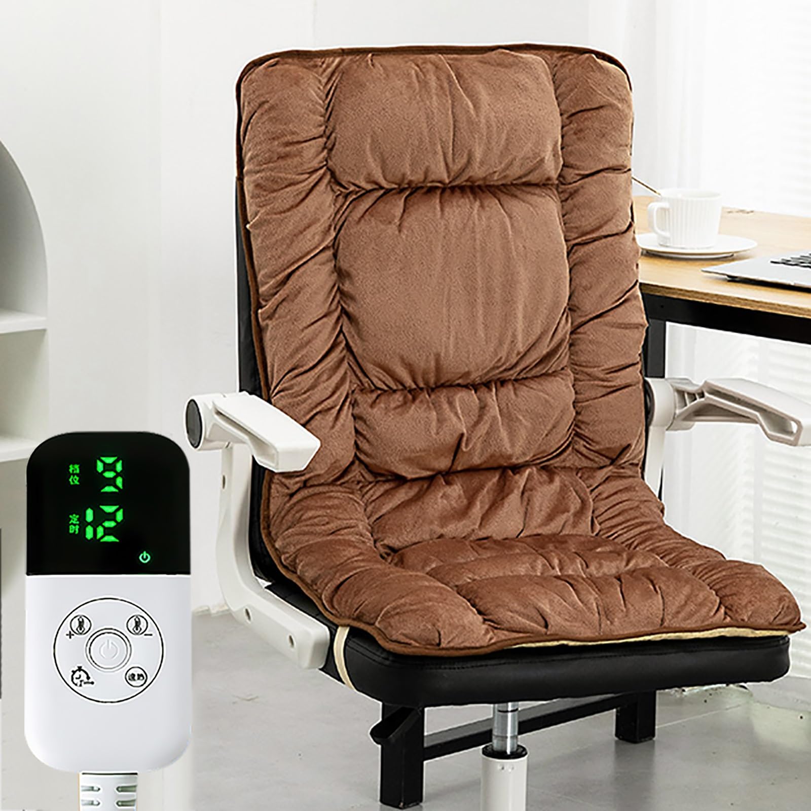 Manta Electrica, Esterilla Electrica, Almohadilla Electrica con 9 Niveles de Calor, Temporizador de 1 a 12 Horas, Cojín de Silla Calefaccionado con Calentamiento Rápido para Silla de Oficina/hogar(Bro