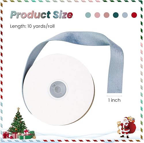 Miniatura 42 de Cinta de terciopelo negra de doble cara de 1 pulgada, 10 yardas de cintas de terciopelo para decoración de coronas de Navidad, envoltura de regalos