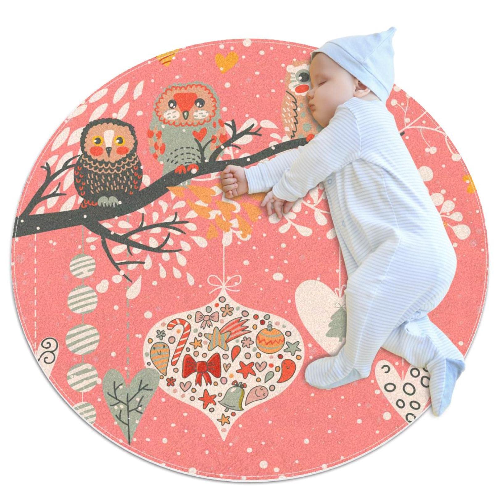 Tapis de salle de bain chouettes rond, le cadeau debout idéal et doux