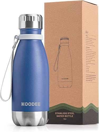 Miniatura 23 de koodee Botella de agua de acero inoxidable de 12 onzas con aislamiento al vacío para la escuela, botellas de agua deportivas de metal en forma de