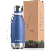 koodee 12 oz Stainless Steel Vacuum Insulated Water Bottle for School-Cola Shape Metal Sports Water Bottles for Boys, Leakproof and BPA Free Royal Blue