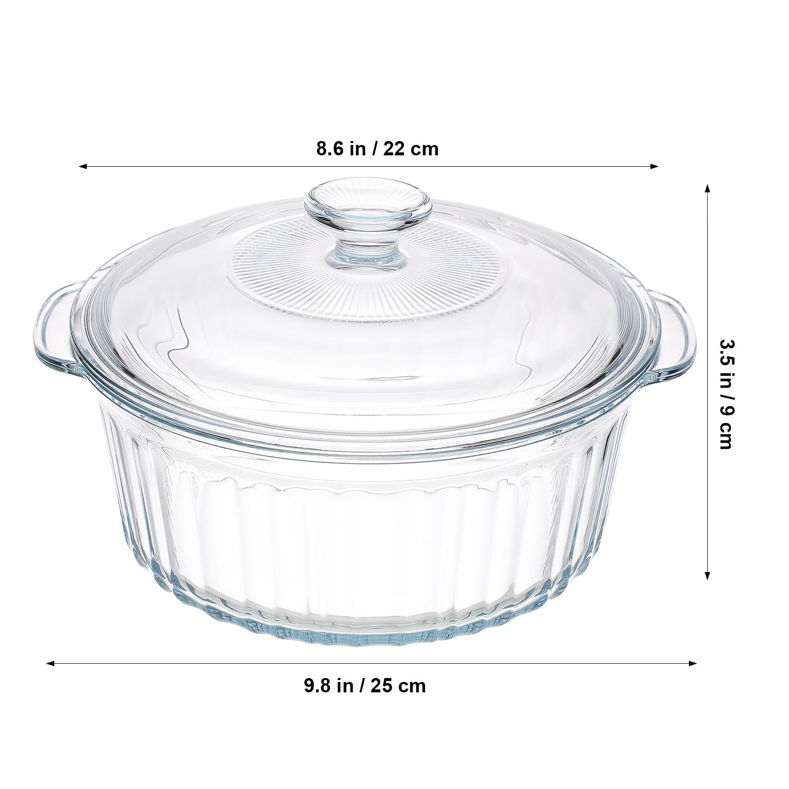 Transparente Glasauflaufform Rund mit Deckel 2,4 L Ofenfest und Mikrowellengeeignet Robustes Kochgeschirr für Backofen und Servieren