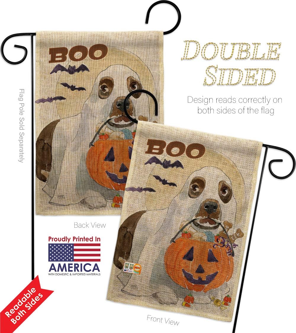 Breeze Decor Halloween Boo Doggie Garden Flag Fall Witch Trick or Treat Spooky Night Black Cat Season Autumntime Pumpkin Small Decorative Gift Yard House Banner Double-Sided Made in USA 13 X 18.5