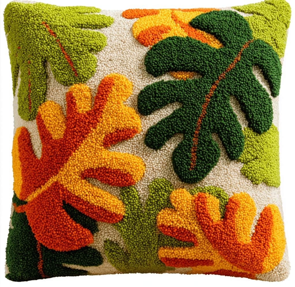Kitquiver Latch Hook Kits Donkey for Adults,Leaf DIY Latch Hook Cushion Kits and Latch Rug Kits Cross-Stitch Embroidery Cushion Cover for Home Sofa Decoration 17X17 in