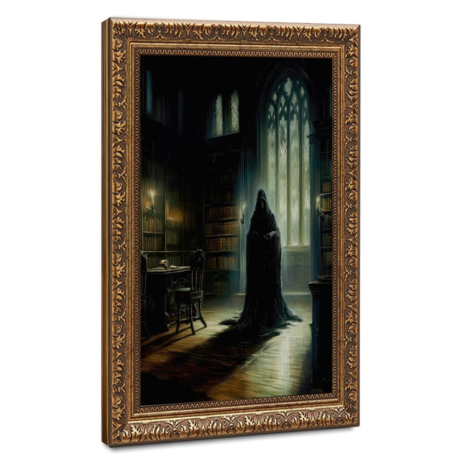 Bareronor Turquoise Dark Academy Ghost Canvas Poster Bedroom Decor Landscape Office Room Decor Gift 24" L X 36" W