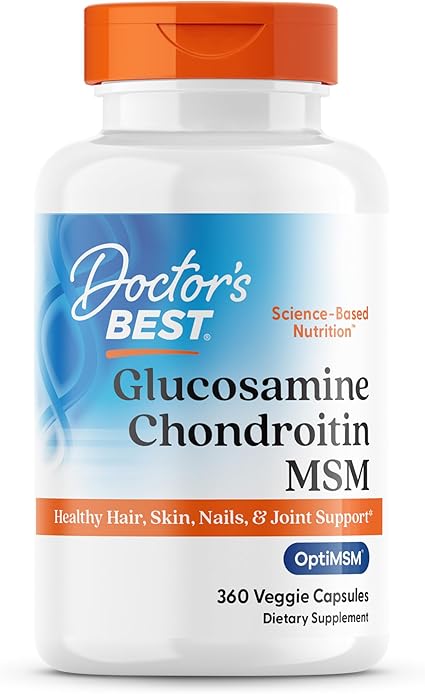 Doctor's Best Glucosamine Chondroitin Msm with OptiMSM Capsules, Joint Support Supplement Supports Healthy Joint Structure, Function & Comfort, Non-GMO, Gluten Free, Soy Free, 360 Count
