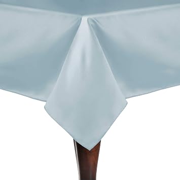Ultimate Textile Bridal Satin 54 x 96-Inch Rectangular Tablecloth Ice Blue