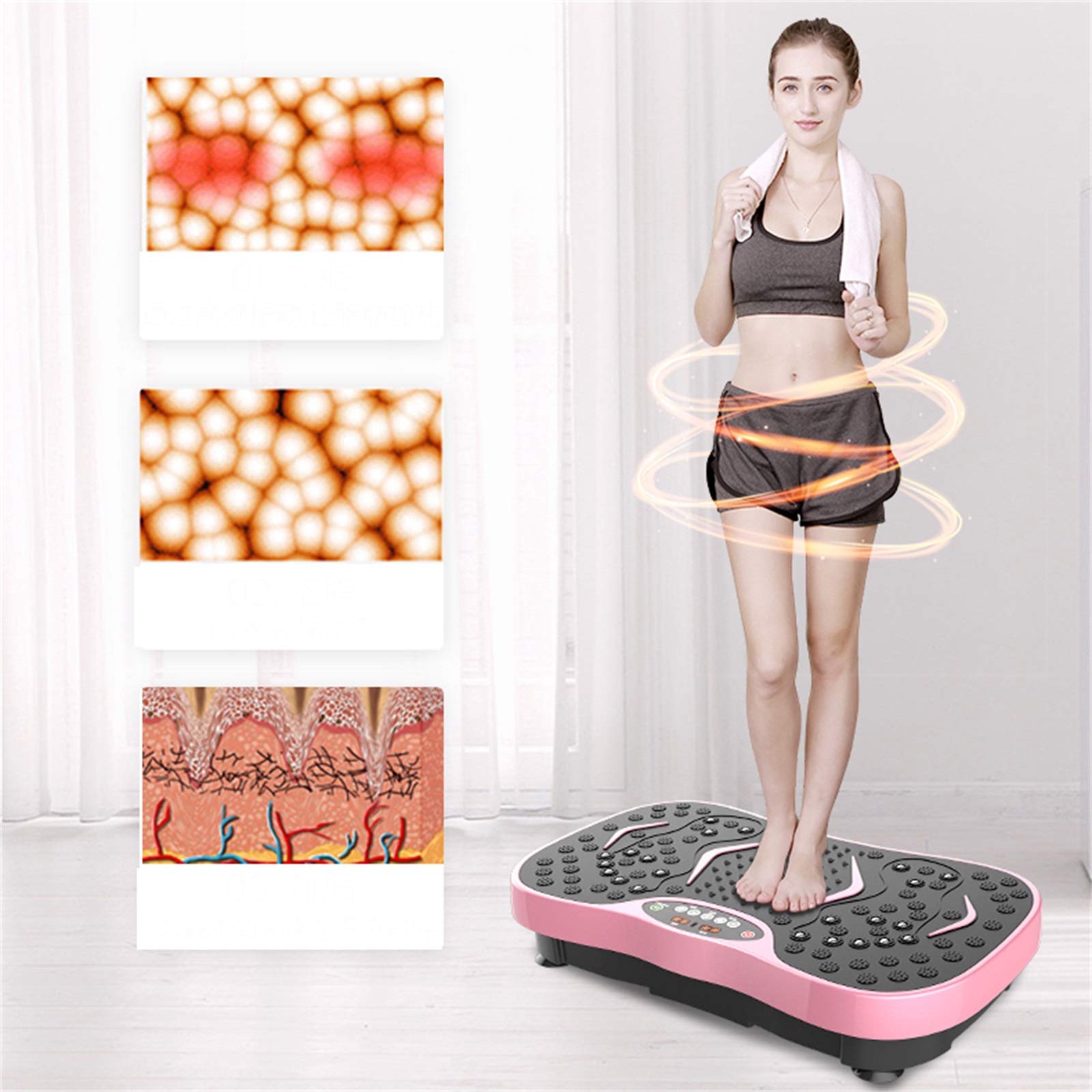 Pedana vibrante 120 kg, attrezzo fitness vibrante, con telecomando e bande di resistenza, attrezzature per l'allenamento domestico per dimagrire e tonificare (dimensioni: 57,5 * 42 * 17,5 cm