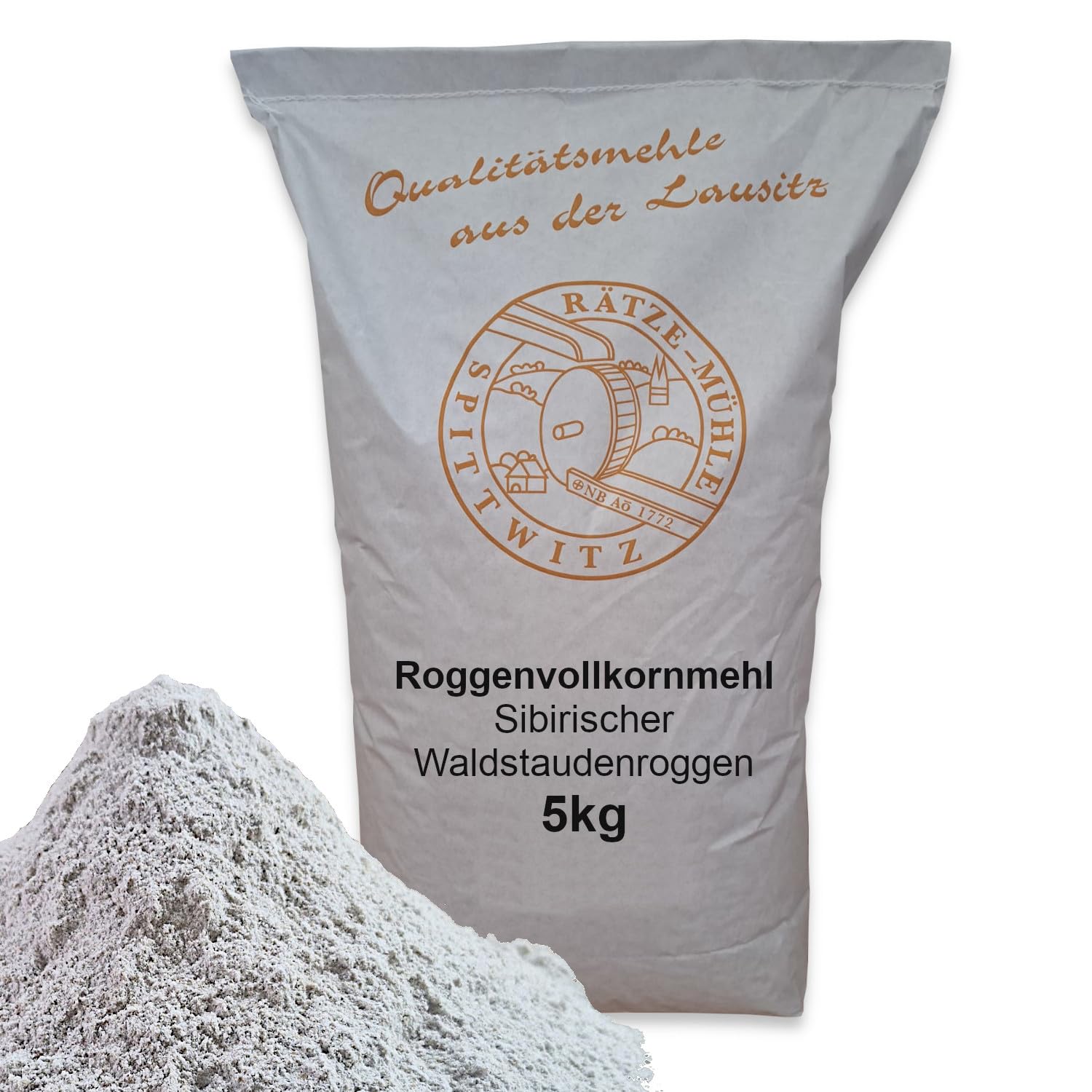 Roggenvollkornmehl aus Waldstaudenroggen 5kg | Ur-Waldstaude frisch aus der Rätze-Mühle in bester Qualität 100% regional und naturbelassen