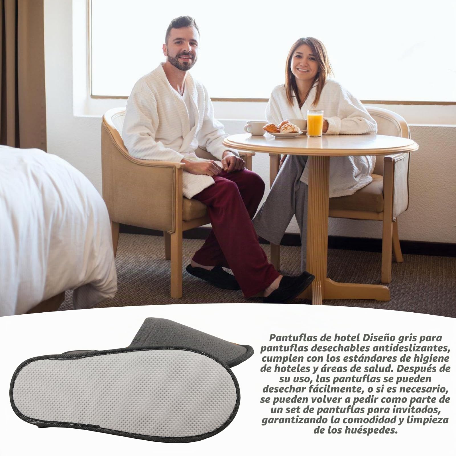 15 pares de zapatillas de hotel gris: zapatillas antideslizantes desechables, cómodas y transpirables, juego de zapatillas de casa de invitados, zapatillas de rizo unisex, para huéspedes de