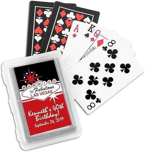 Personalizado, casado en fabuloso Las Vegas, cartas personalizadas con calcomanías, 24 piezas