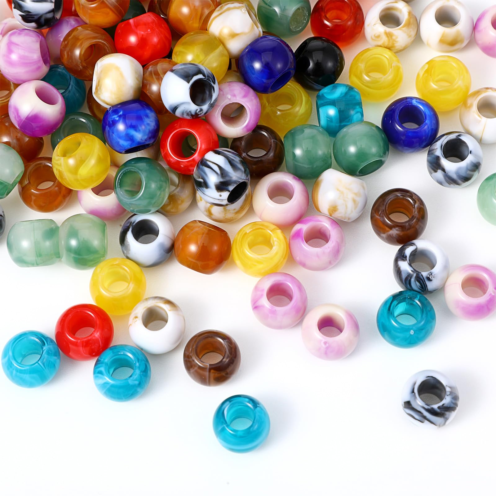 Sorcroisty 150pcs Large Hole Beads 12mm Acrylic Pop Ocean Style