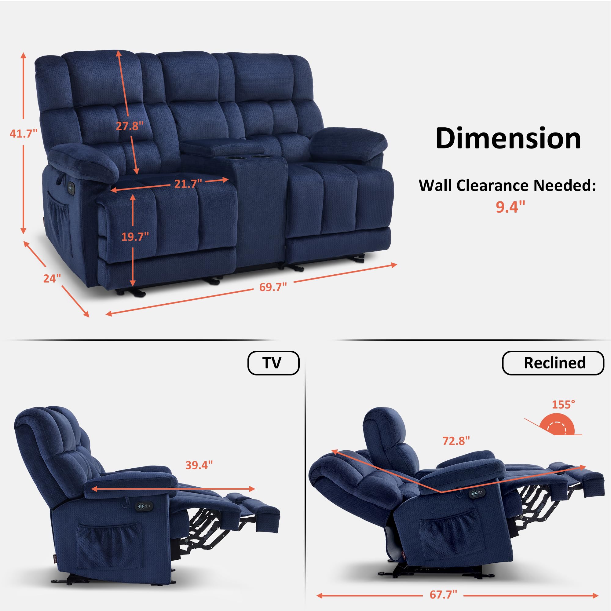 Amazon.com: MCombo Zero Gravity Power Loveseat Recliner with