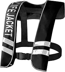 Colete Salva-Vidas Inflável Automático para Adultos - Jaqueta de Segurança para Praticantes de Esportes Aquáticos - Preto