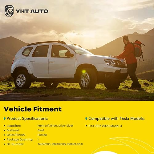 Miniatura 2 de YHTAUTO Guardabarros delantero izquierdo del lado del conductor de acero imprimado compatible con Tesla Model 3 2017 2018 2019 2020 2021 2022 2023