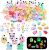 90 Pieces Luminous Mini Resin Animals,Tiny Miniature Resin Animals Mini Glow in the Dark Ducks Panda Turtle Frog Miniature Little Small Figures for Dollhouse Decor
