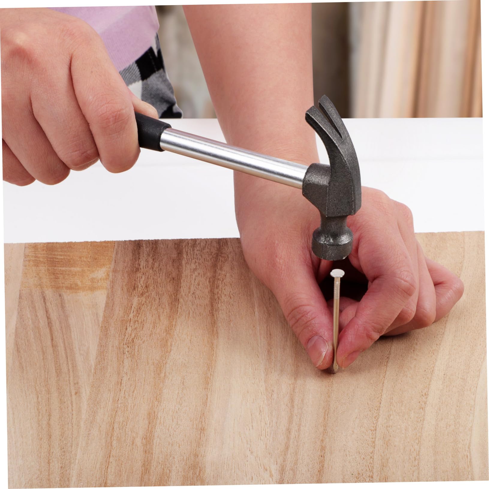 TEHAUX Martillo Pequeño Herramienta Mini de Garra Negro Mango de Acero y Plástico para Reparación y Enmarcado Hogar y Exteriores