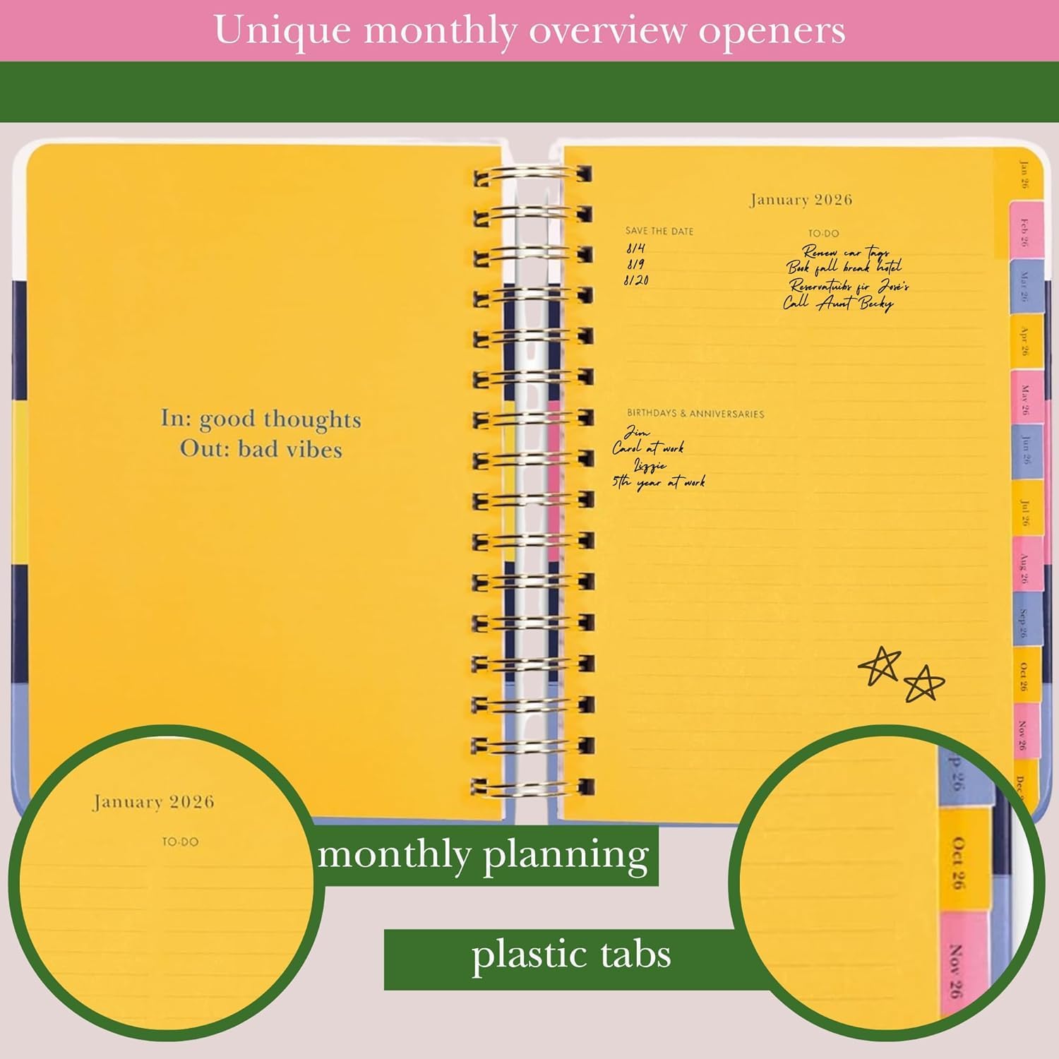 kate spade new york Daily Planner 2025-2026 Large Agenda August 2025-December 2026, Hardcover Weekly and Monthly Spiral Planner with Stickers (Bold Painterly Stripe) - Image 6