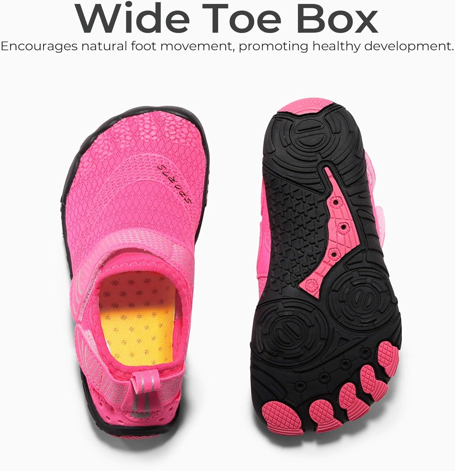 Coutgo Water Shoes for Kids Girls Boys Wide Toe Box Quick-Dry Barefoot Shoes for Hiking Beach Sports Swim Pool