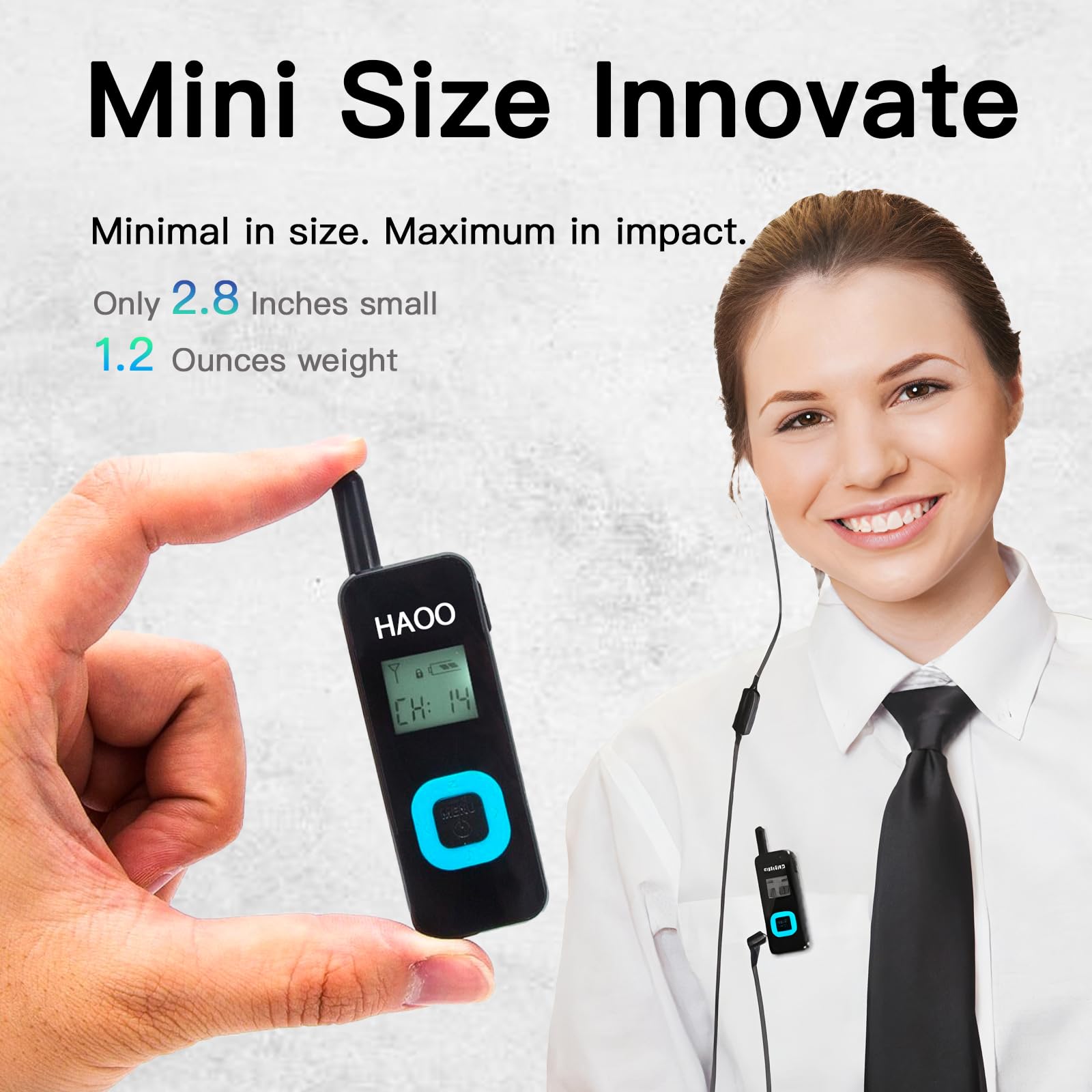 Super Mini Walkie Talkies, Two Way Radio with Earpieces for Adults, Long Range Walkie Talkie for Skiing, Hiking, Outdoor Sport, Restaurants, Hospital and Supermarket, 2 Pack