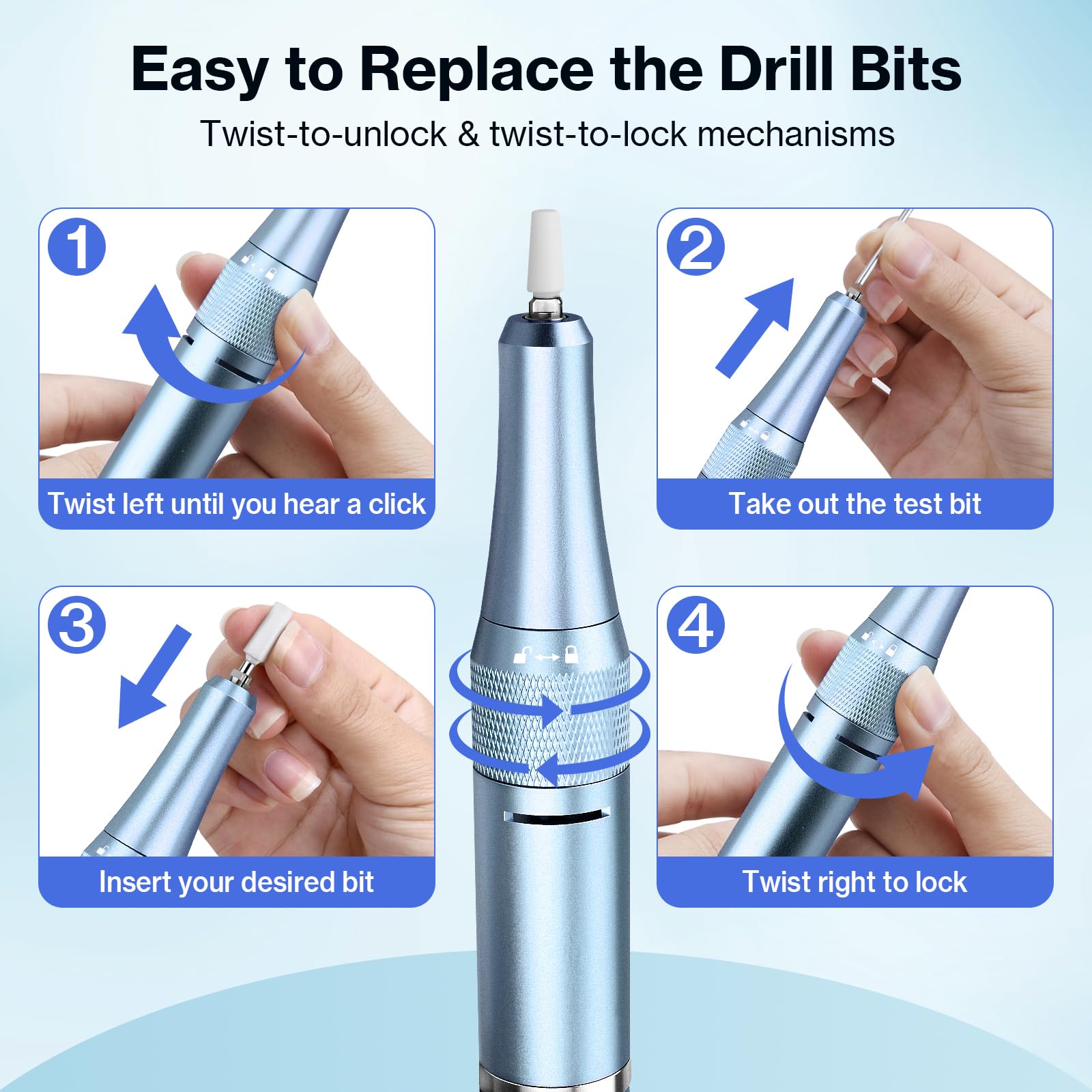 Professional Nail Drill 40000RPM,Electric Nail File for Acrylic